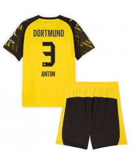 Borussia Dortmund Waldemar Anton #3 Maglia Gara Casa Repliche 2025-26 Bambino Maniche Corte Borussia Dortmund Waldemar Anton #3 Maglia Gara Casa Repliche 2025-26 Bambino Maniche Corte